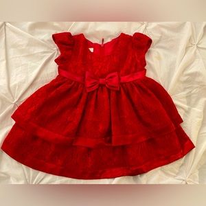 Red Tiered Lace Party Dress
